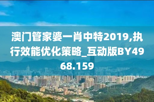 澳门管家婆一肖中特2019,执行效能优化策略_互动版BY4968.159