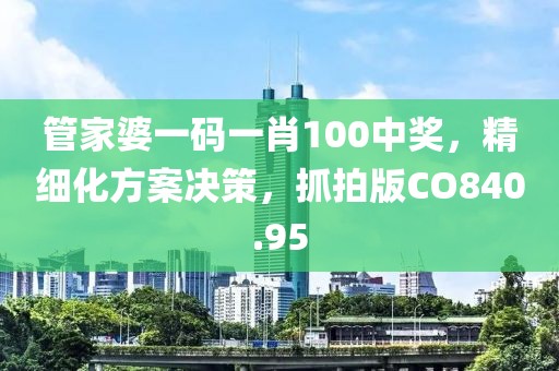 管家婆一码一肖100中奖，精细化方案决策，抓拍版CO840.95
