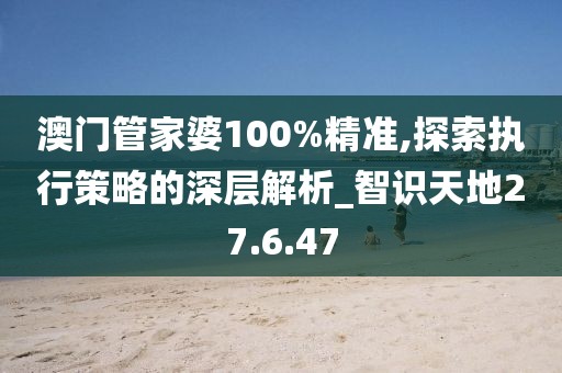 澳门管家婆100%精准,探索执行策略的深层解析_智识天地27.6.47