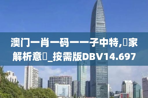 澳门一肖一码一一子中特,專家解析意見_按需版DBV14.697