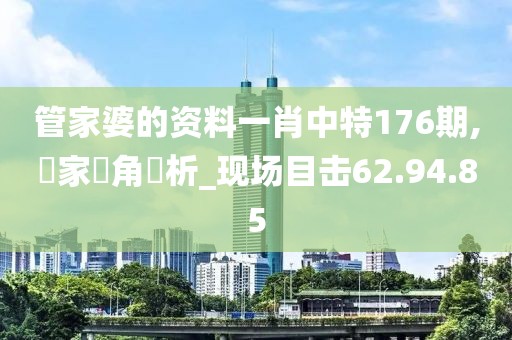 管家婆的资料一肖中特176期,專家視角評析_现场目击62.94.85