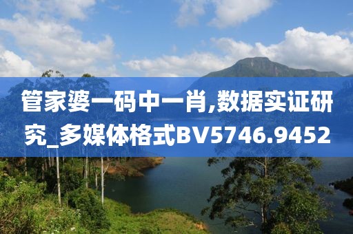 管家婆一码中一肖,数据实证研究_多媒体格式BV5746.9452