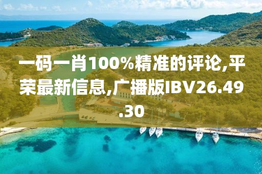 一码一肖100%精准的评论,平荣最新信息,广播版IBV26.49.30