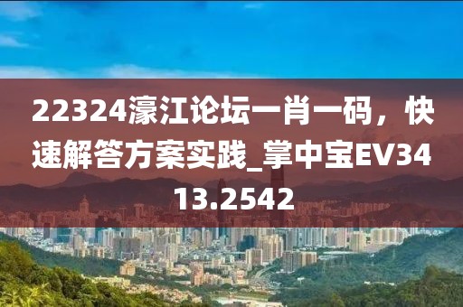 22324濠江论坛一肖一码，快速解答方案实践_掌中宝EV3413.2542