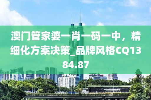 澳门管家婆一肖一码一中，精细化方案决策_品牌风格CQ1384.87