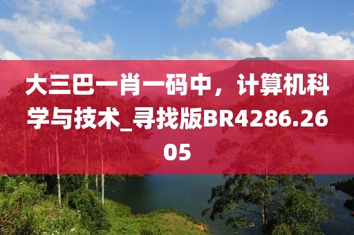 大三巴一肖一码中，计算机科学与技术_寻找版BR4286.2605